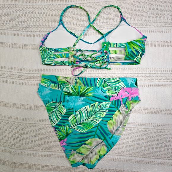 Sand Castle Tropical Leaf Bikini Set Size M NEW 2-Piece Swimsuit - Picture 2 of 6